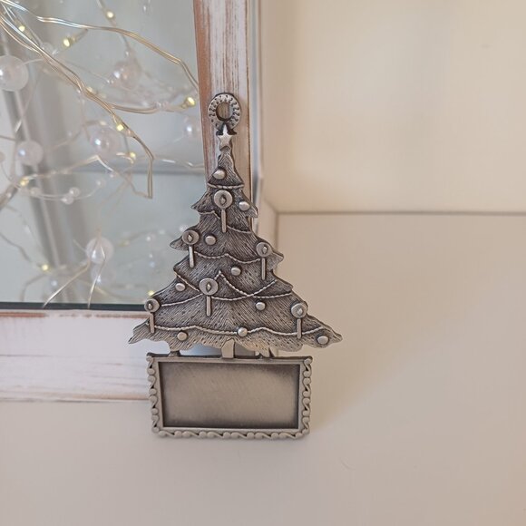 Solid Pewter Christmas Tree Ornament 3 1/4” tall - Picture 2 of 5